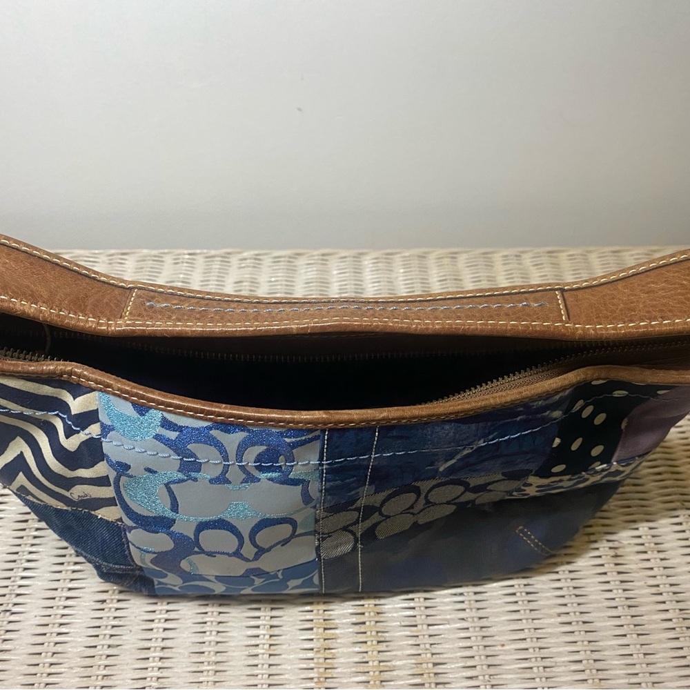 Coach Patchwork Blue Multi Canvas & Leather Hobo Tote - Picture 3 of 8